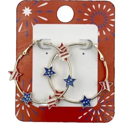 K&M Accessories Patriotic Star Hoop Earrings