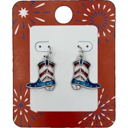 K&M Accessories Patriotic Striped Boot Earrings