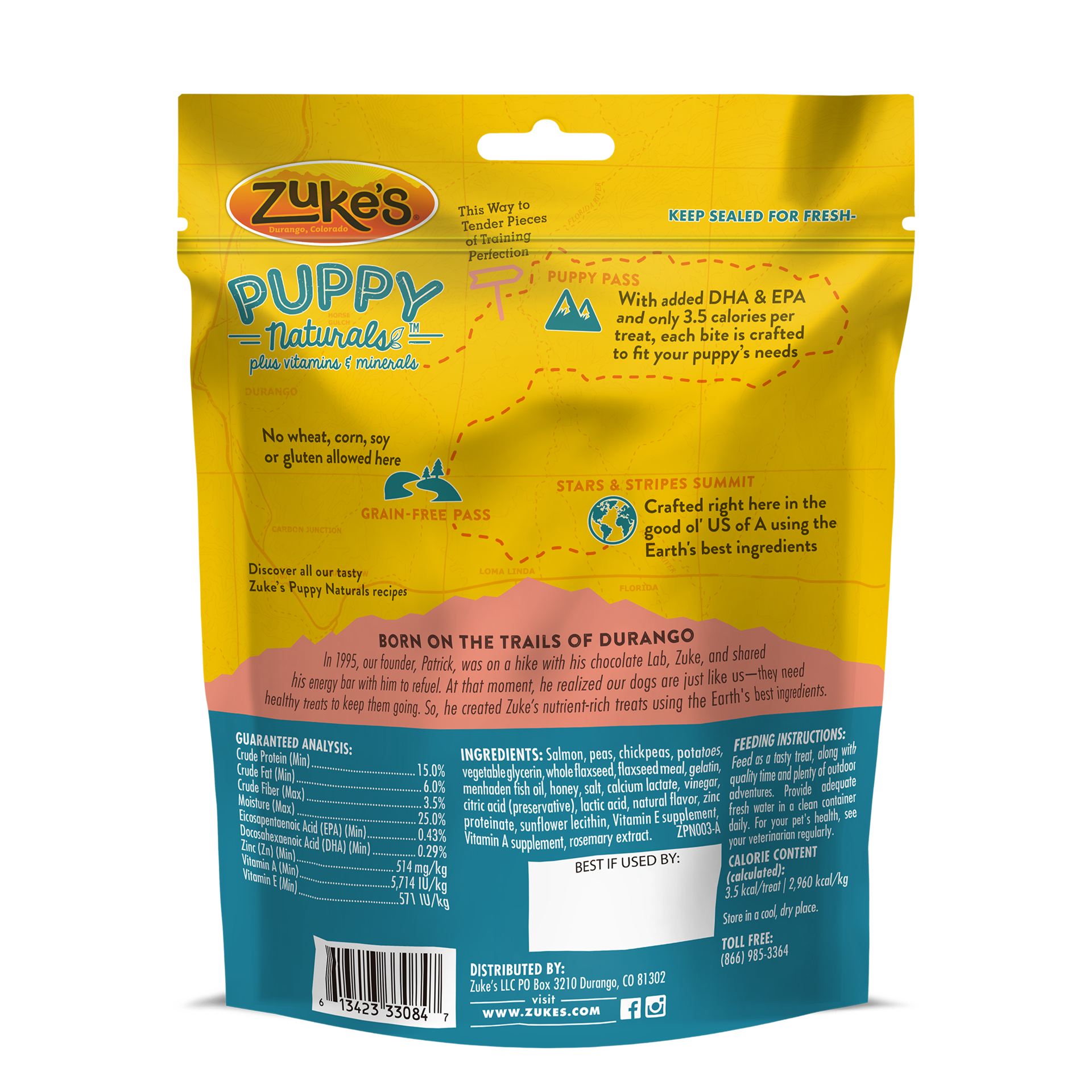 slide 4 of 4, ZUKES Zuke's Puppy Naturals Puppy Treats Salmon and Chickpea Recipe - 5 oz Bag, 1 ct