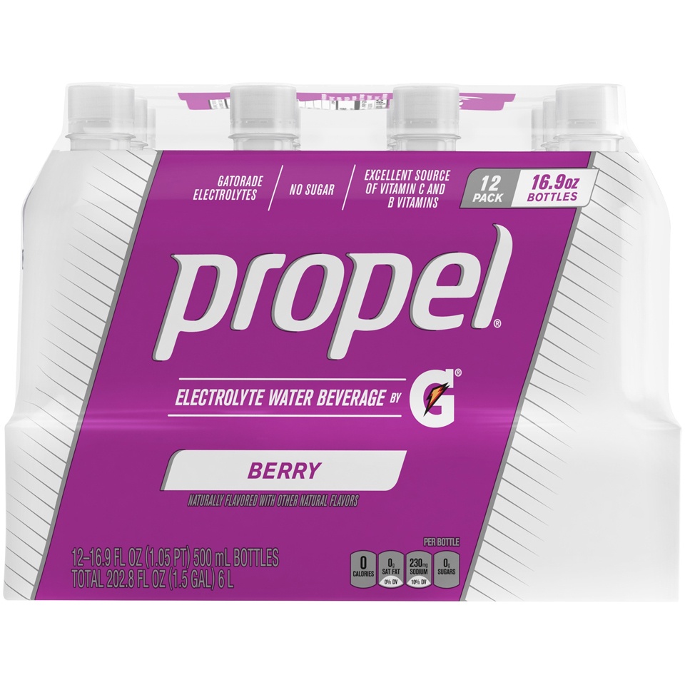 slide 4 of 4, Propel Electrolyte Water Beverage, Zero Sugar, Berry, 12 Pack, 12 ct; 16.9 oz