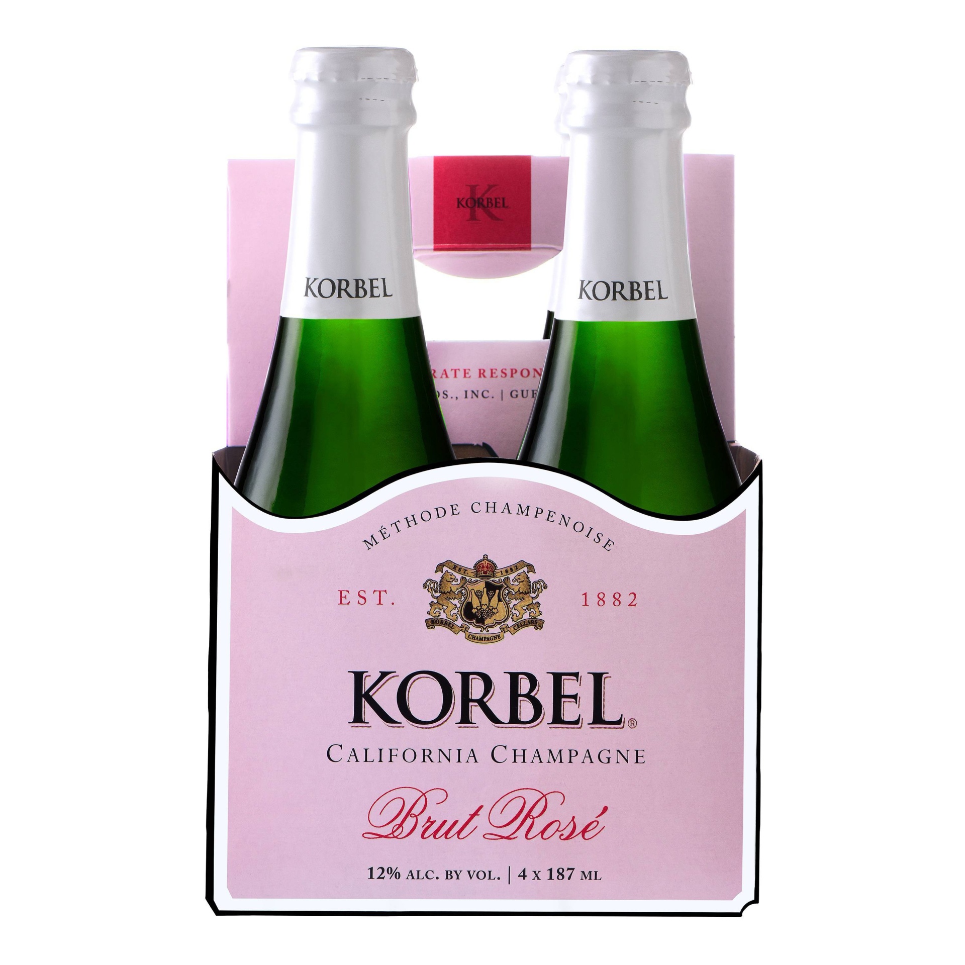 slide 1 of 5, Korbel Brut Rosé Champagne - 4pk/187ml Bottles, 4 ct; 187 ml