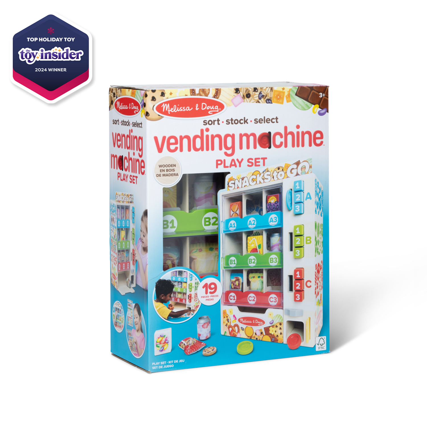 slide 4 of 8, Melissa & Doug Sort, Stock, Select Wooden Vending Machine Play Set, Wooden Toy Play Food For Boys And For Girls 3+, 1 ct