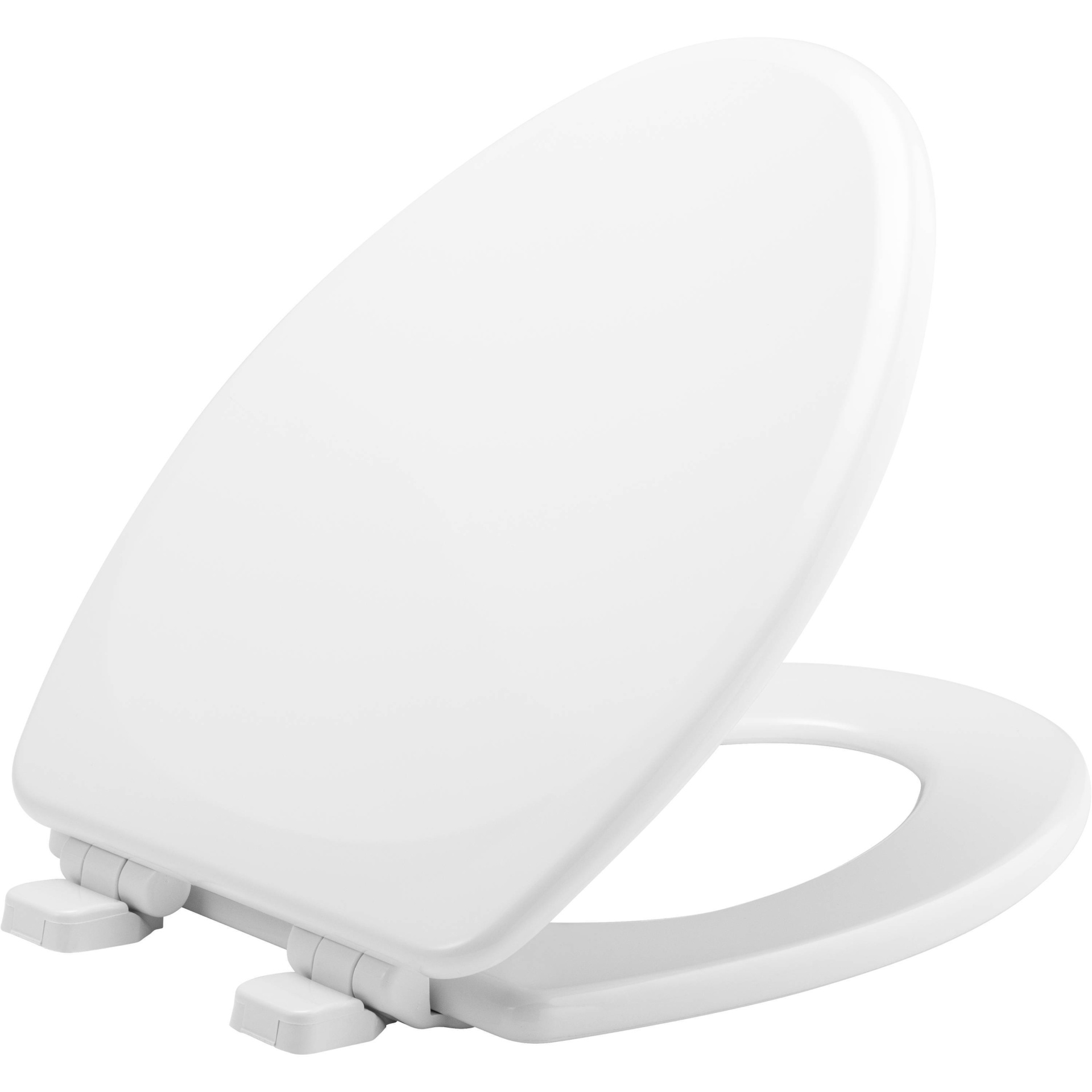 slide 1 of 7, Lannon Never Loosens Elongated Enameled Wood Toilet Seat with Slow Close Hinge White - Mayfair by Bemis, 1 ct