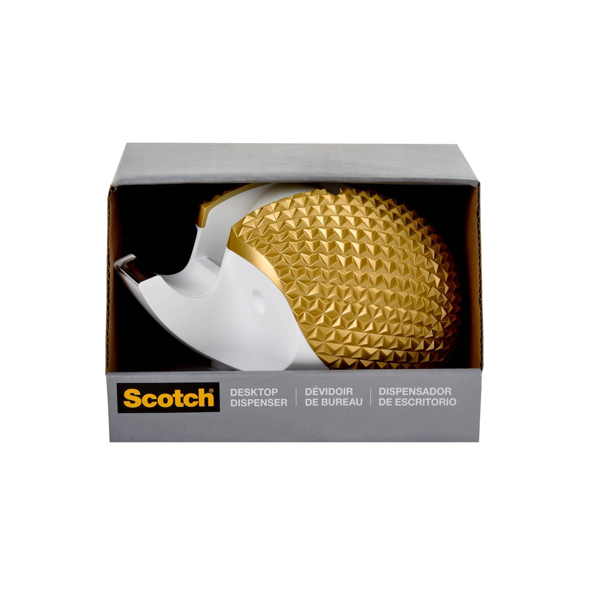 slide 1 of 6, Scotch Designer Hedgehog Desktop Tape Dispenser - White/Gold, 1 ct