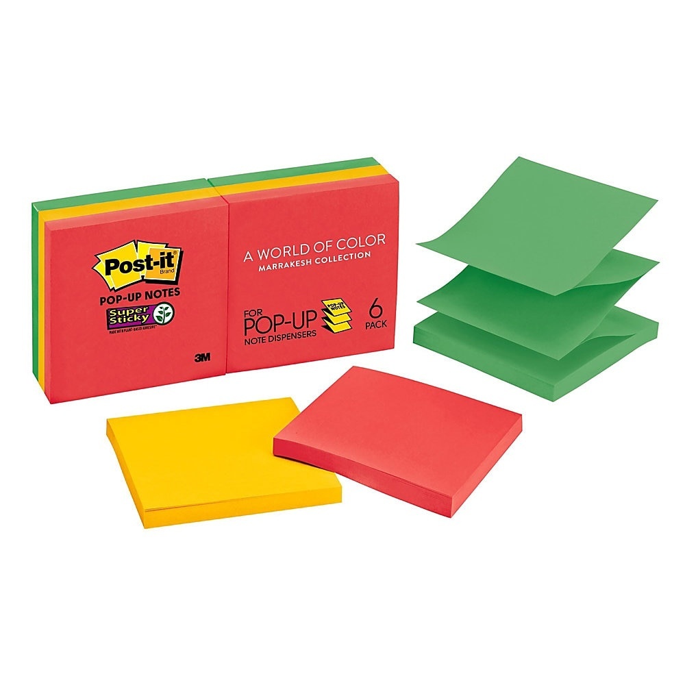 slide 1 of 5, Post-it Super Sticky Pop-up Notes, 3 in x 3 in, 3 in x 3 in