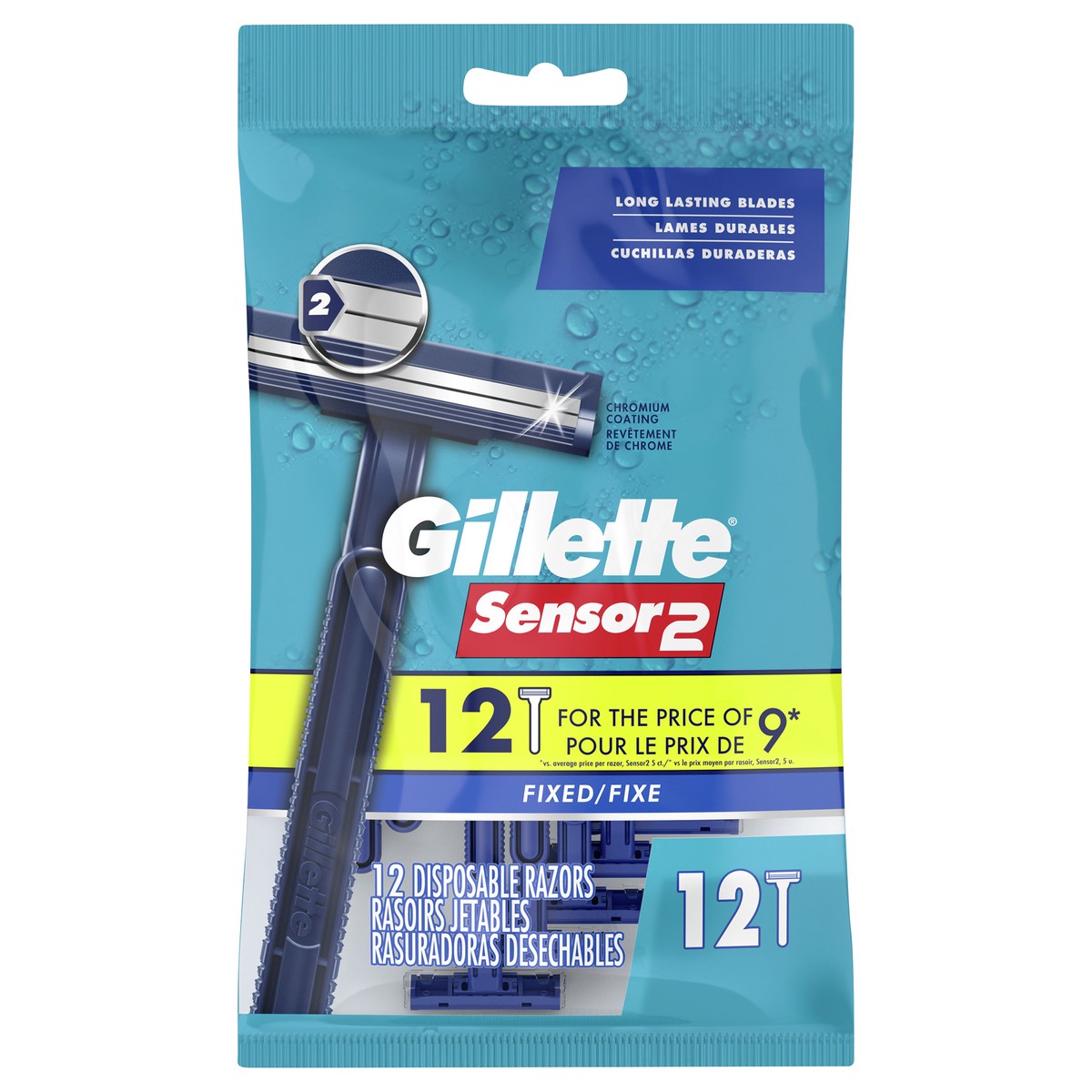slide 1 of 1, Gillette Sensor2 Fixed Disposable Razors 12 ea, 12 ct