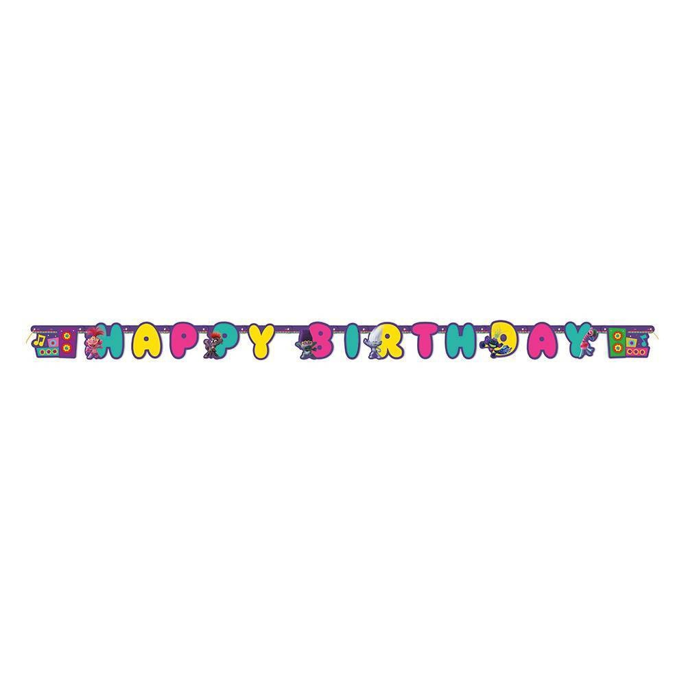 slide 1 of 3, Unique Industries Trolls Birthday Banner, 1 ct