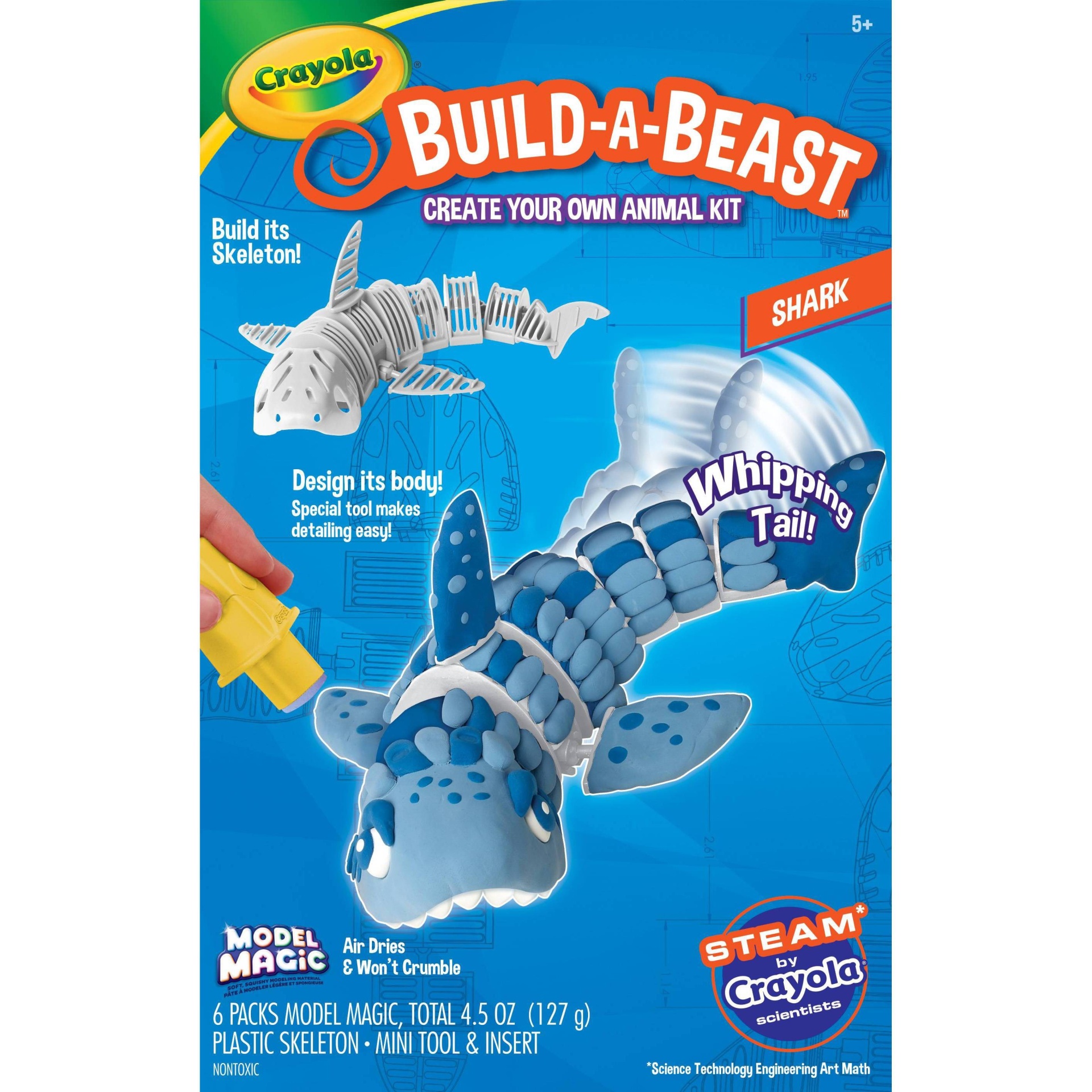 slide 1 of 4, Crayola Build-A-Beast Model Magic Animal Kit - Shark, 1 ct