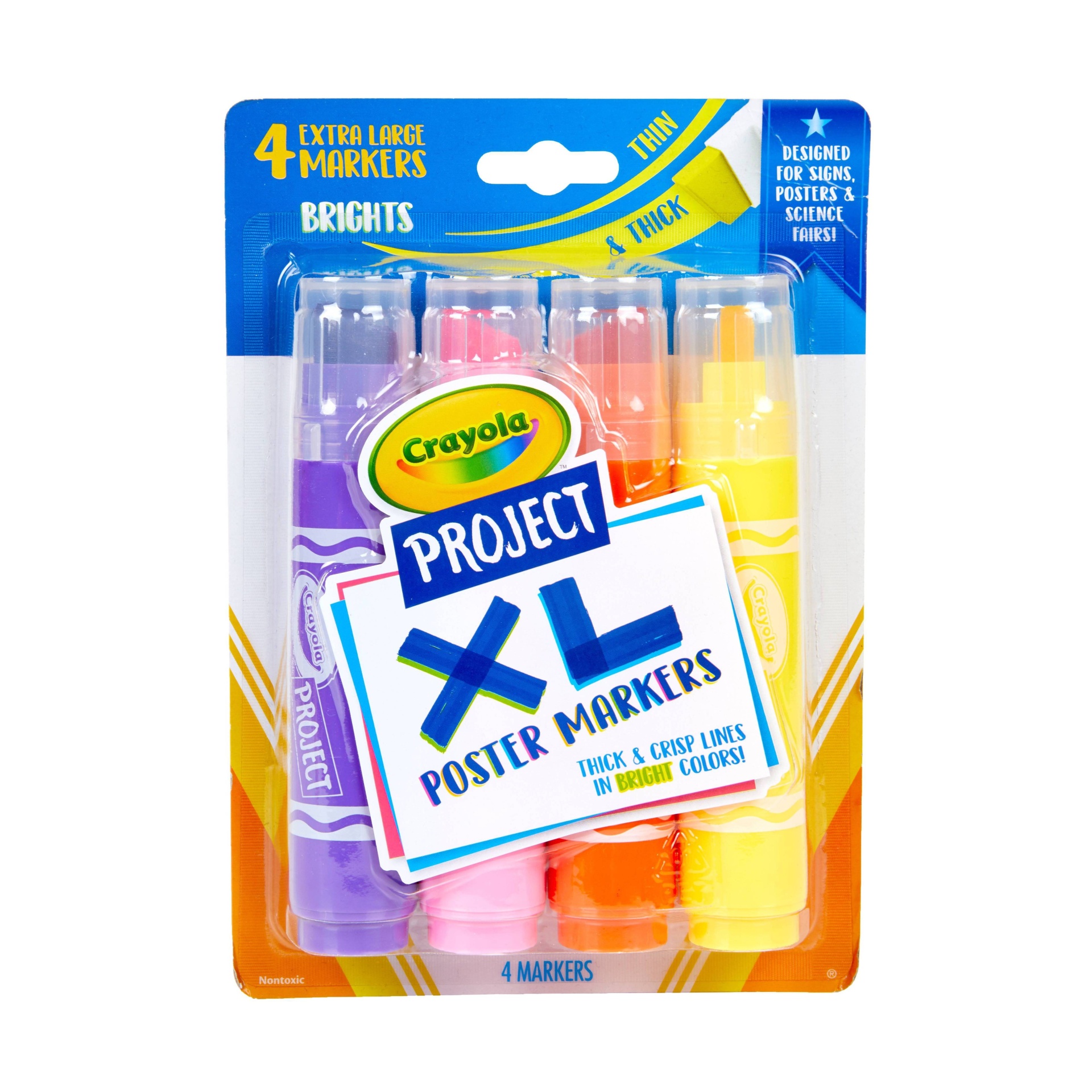 slide 1 of 3, 4ct Crayola Project XL Poster Markers - Bright Colors, 4 ct