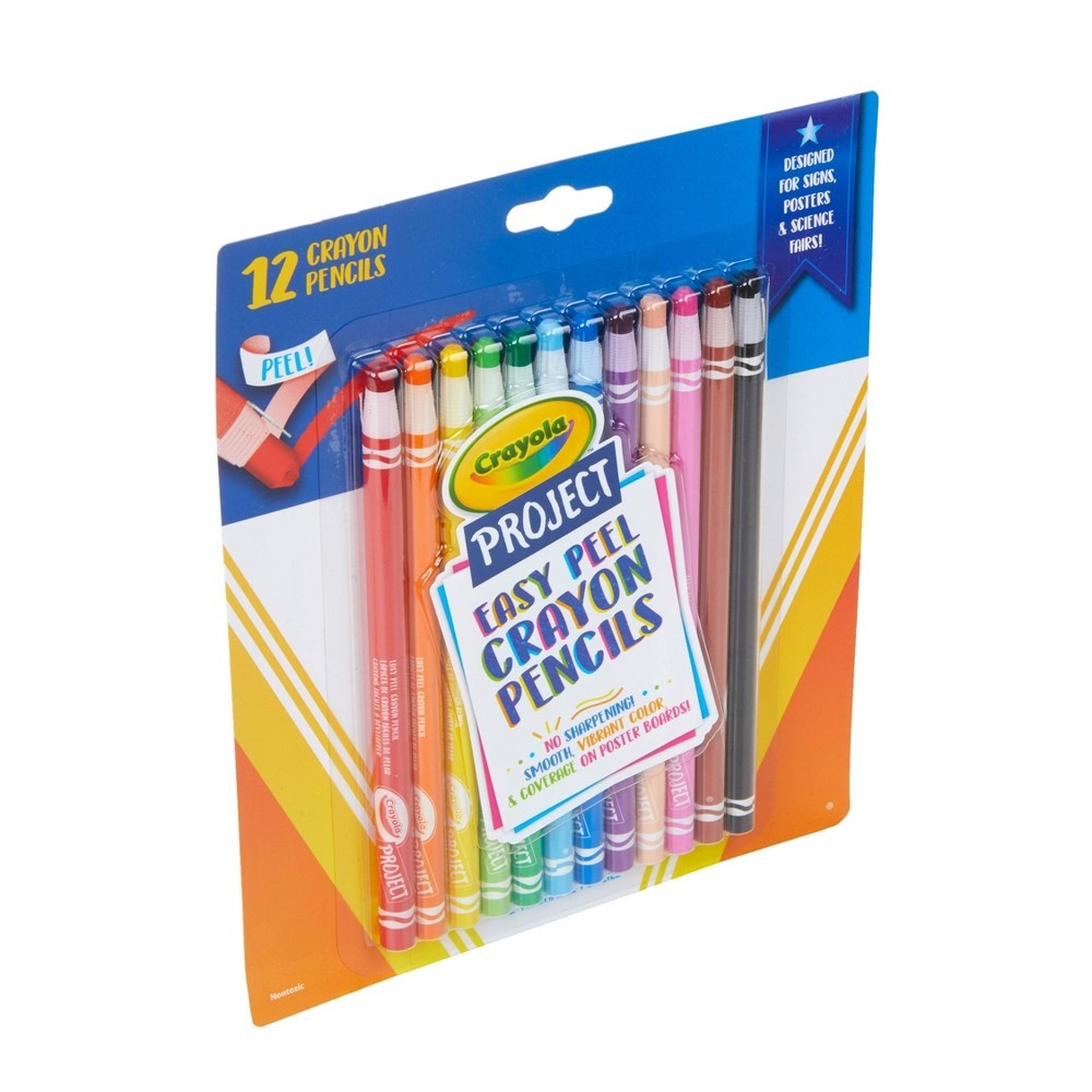 slide 4 of 5, Crayola Project Easy Peel Crayon Pencils, 12 ct