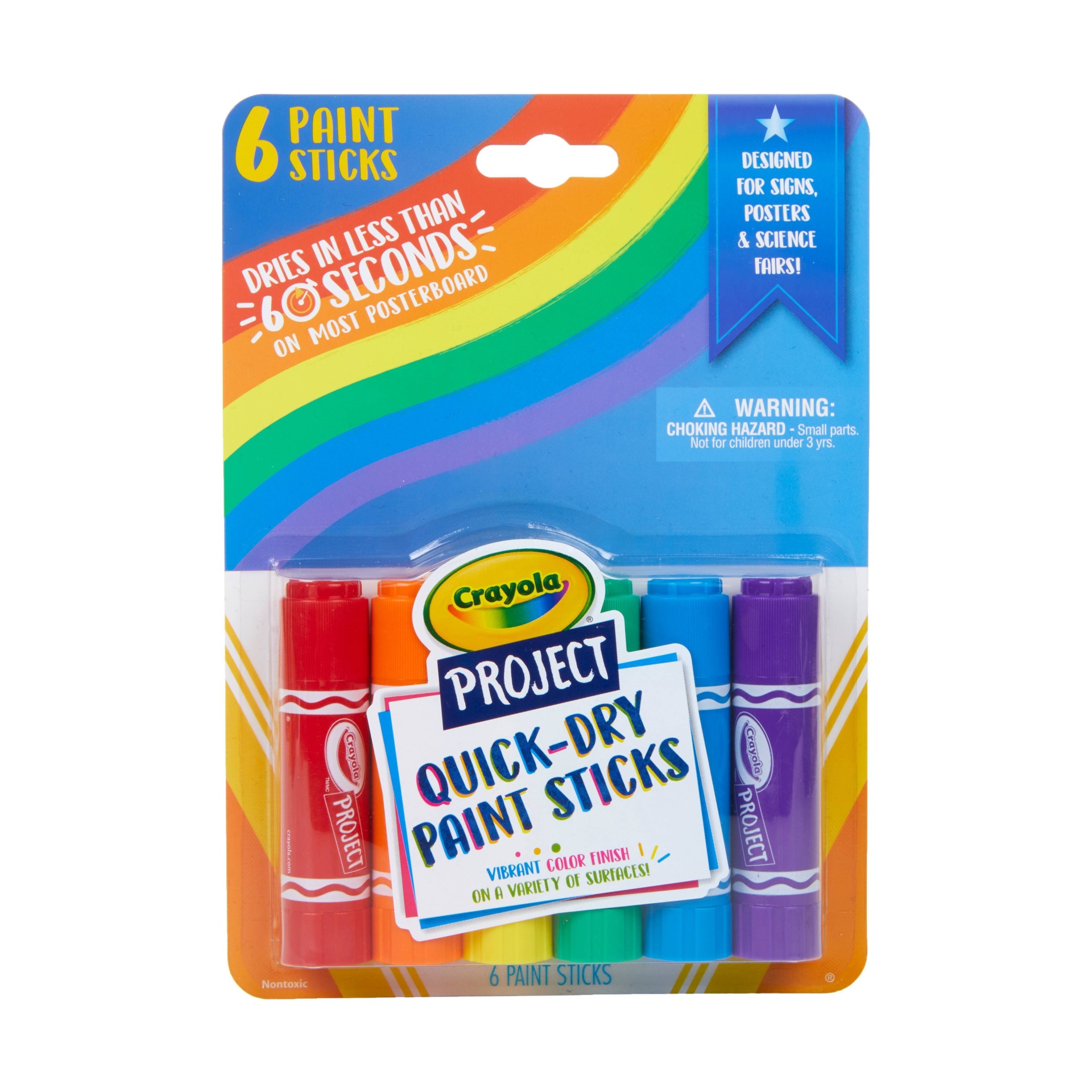 slide 1 of 4, 6ct Crayola Project Quick Dry Paint Sticks - Classic Colors, 6 ct