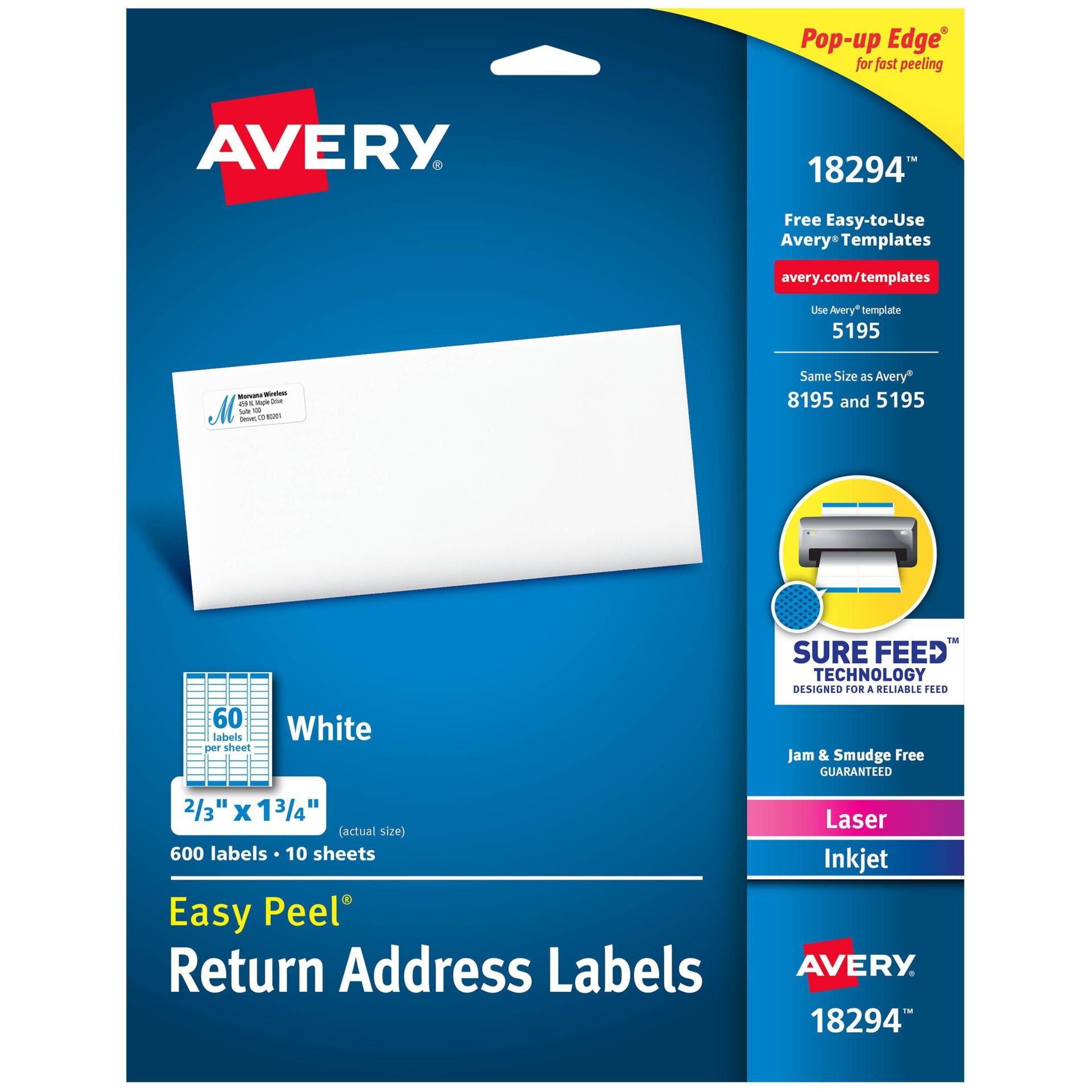 slide 1 of 5, Avery Easy Peel Return Address Labels, 600 ct