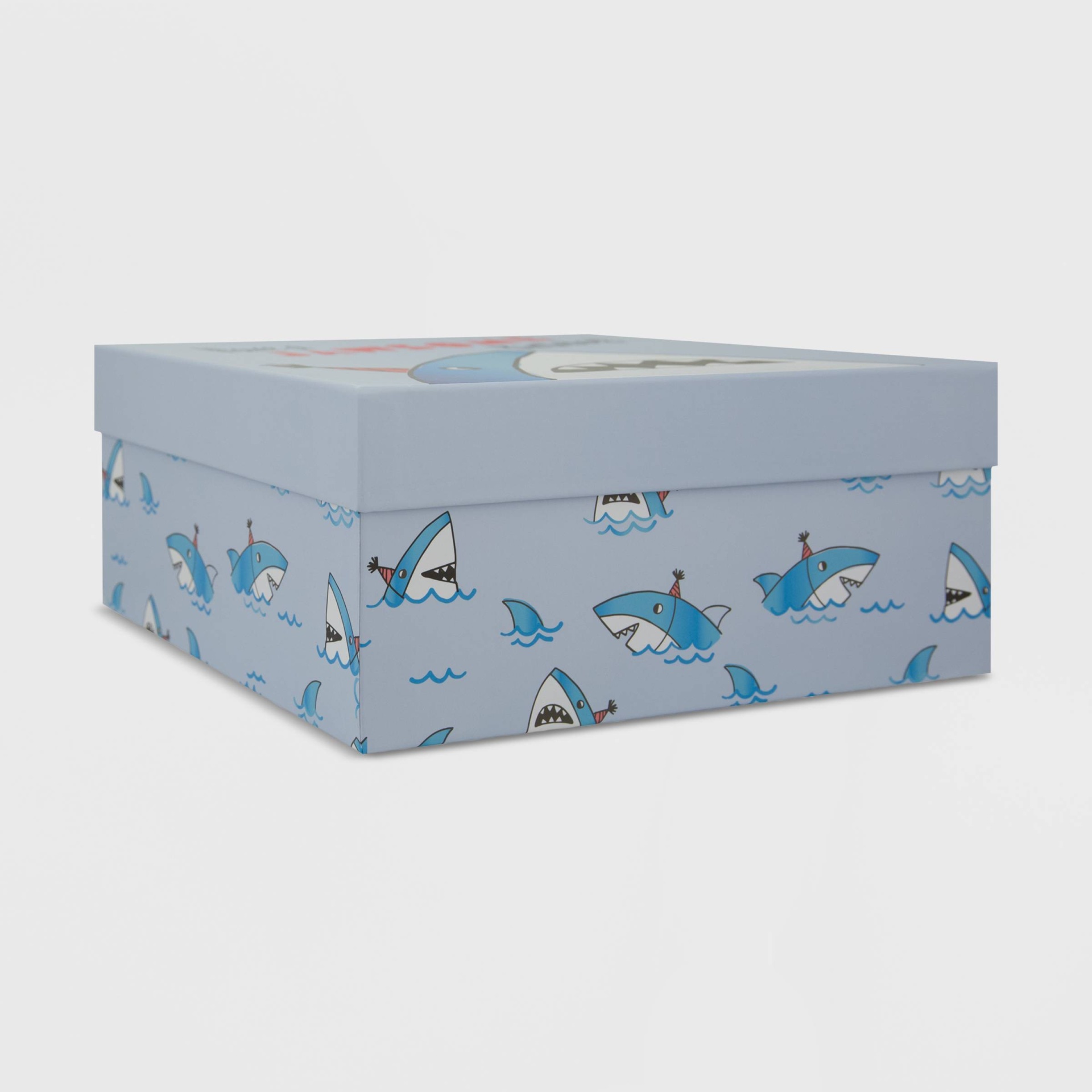 slide 1 of 3, Shark Print Container Gift Box - Spritz, 1 ct