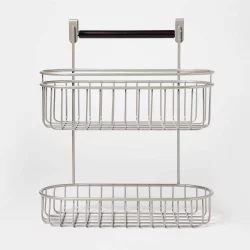 2-Tier Over the Cabinet Hanging storage Caddy with Towel Bar Nickel - Threshold