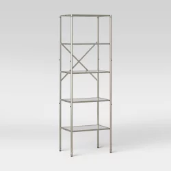 Metal/Glass Linen Tower Brushed Nickel - Threshold