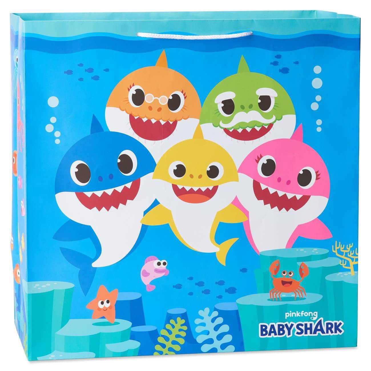 slide 1 of 3, Large Baby Shark Gift Bag, 1 ct