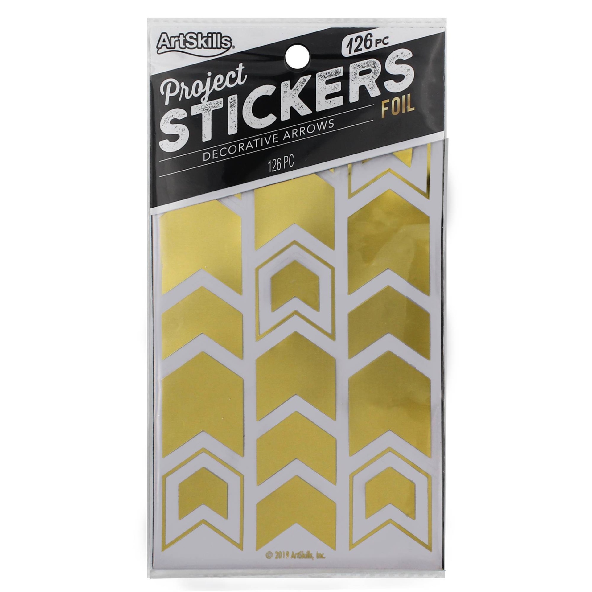 slide 1 of 3, ArtSkills Peel & Stick Foil Decorative Arrows - Gold Metallic, 126 ct