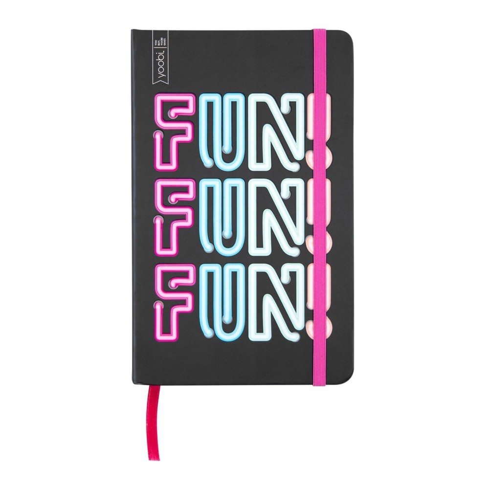 slide 2 of 4, Yoobi Lined Journal Printed Paper Cover Fun - Black - Yoobi;, 1 ct