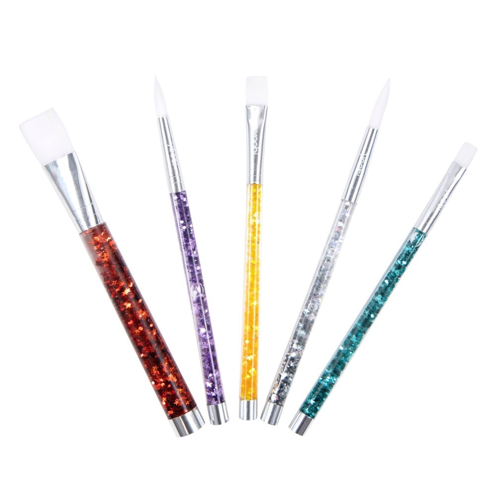 slide 3 of 4, Yoobi Novelty Paint Brush Set - Glitter, 5 ct