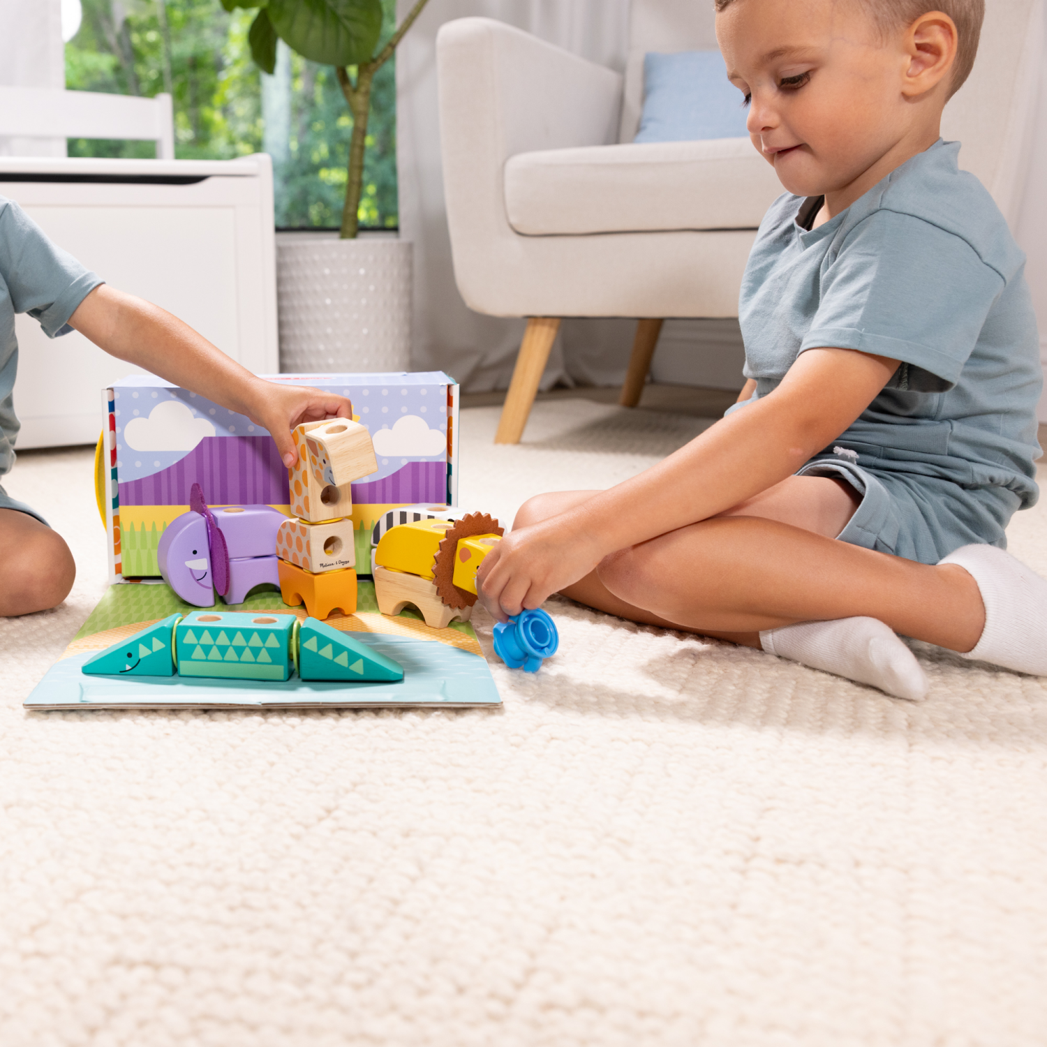 slide 2 of 7, Melissa & Doug Blockables Safari Snap And Play, Mix And Match Connectable Wooden Building Blocks Play Set Toy For Preschool Boys And Girls (34 Pcs), 34 ct