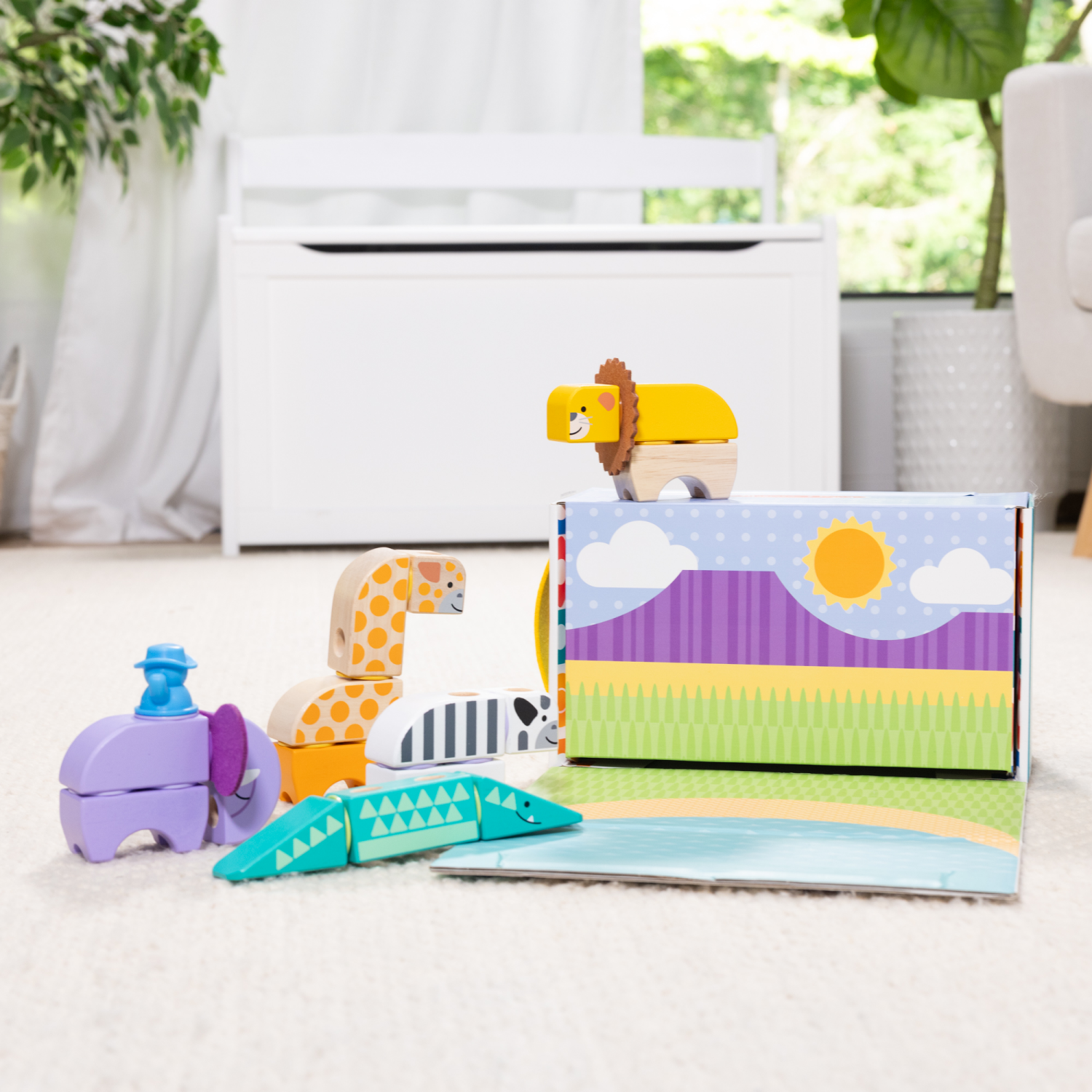 slide 3 of 7, Melissa & Doug Blockables Safari Snap And Play, Mix And Match Connectable Wooden Building Blocks Play Set Toy For Preschool Boys And Girls (34 Pcs), 34 ct