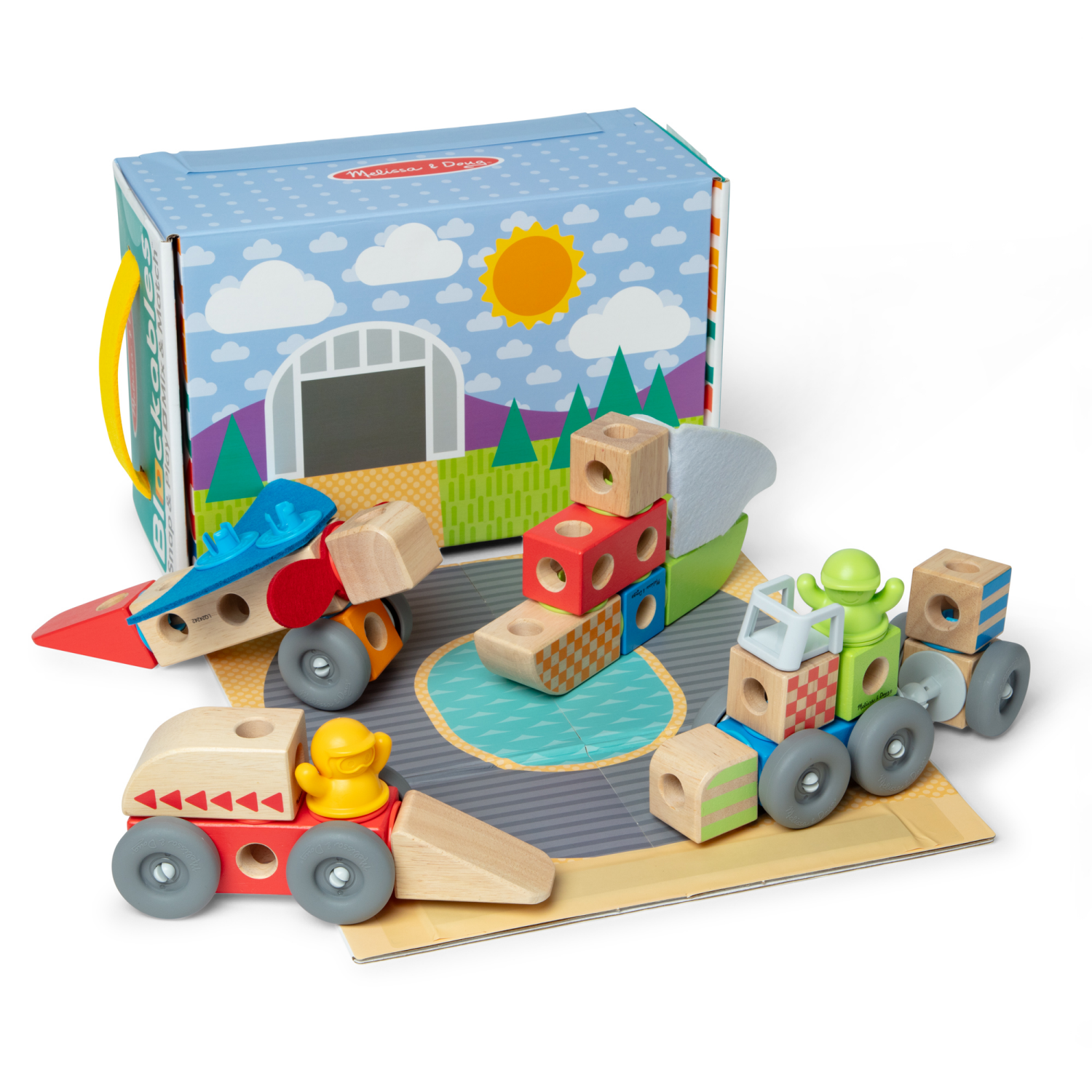 slide 5 of 8, Melissa & Doug Blockables Vehicles Snap And Play, Mix And Match Connectable Wooden Building Blocks Play Set Toy For Preschool Boys And Girls (54 Pcs), 54 ct