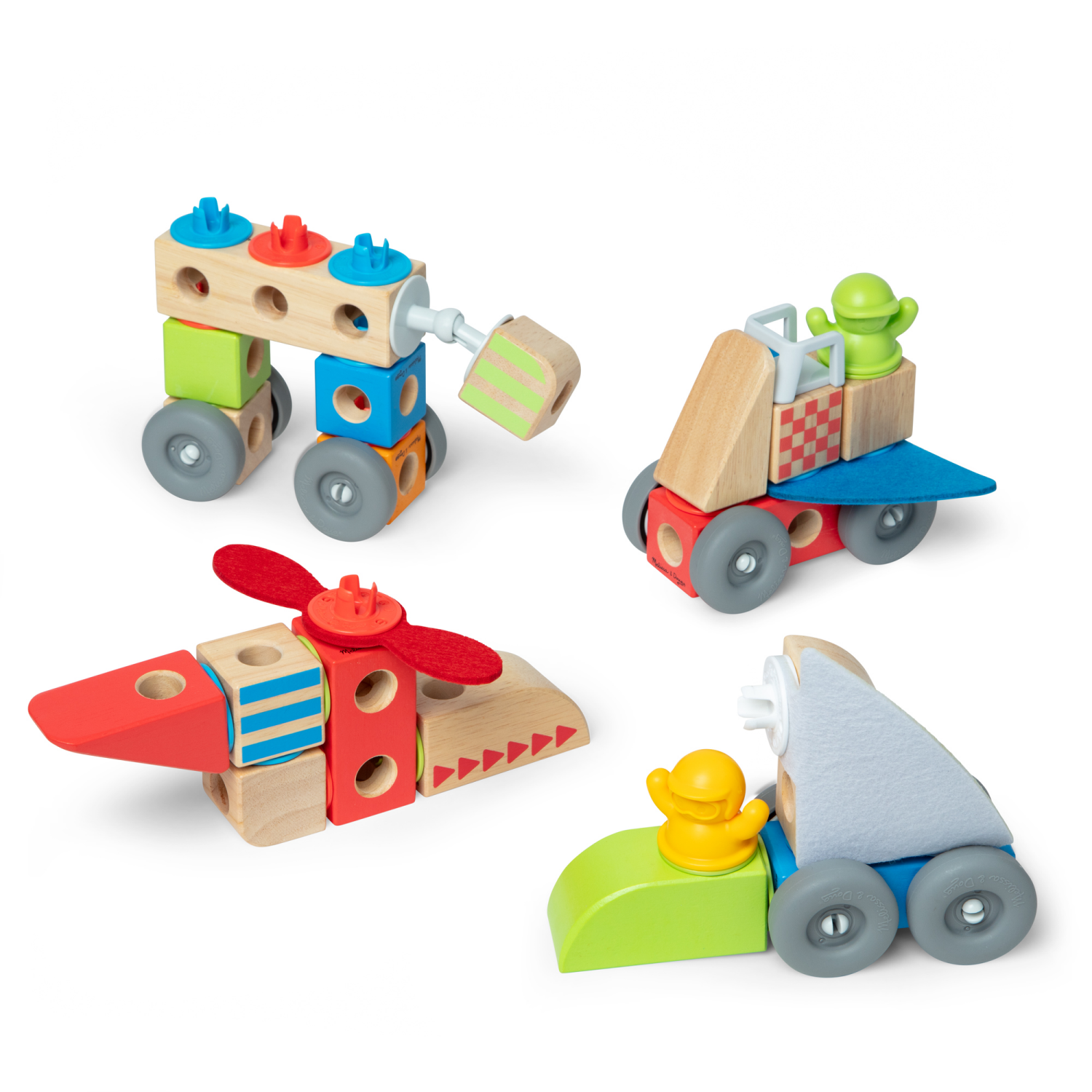 slide 6 of 8, Melissa & Doug Blockables Vehicles Snap And Play, Mix And Match Connectable Wooden Building Blocks Play Set Toy For Preschool Boys And Girls (54 Pcs), 54 ct