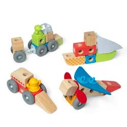 Melissa & Doug Blockables Vehicles Snap And Play, Mix And Match Connectable Wooden Building Blocks Play Set Toy For Preschool Boys And Girls (54 Pcs)