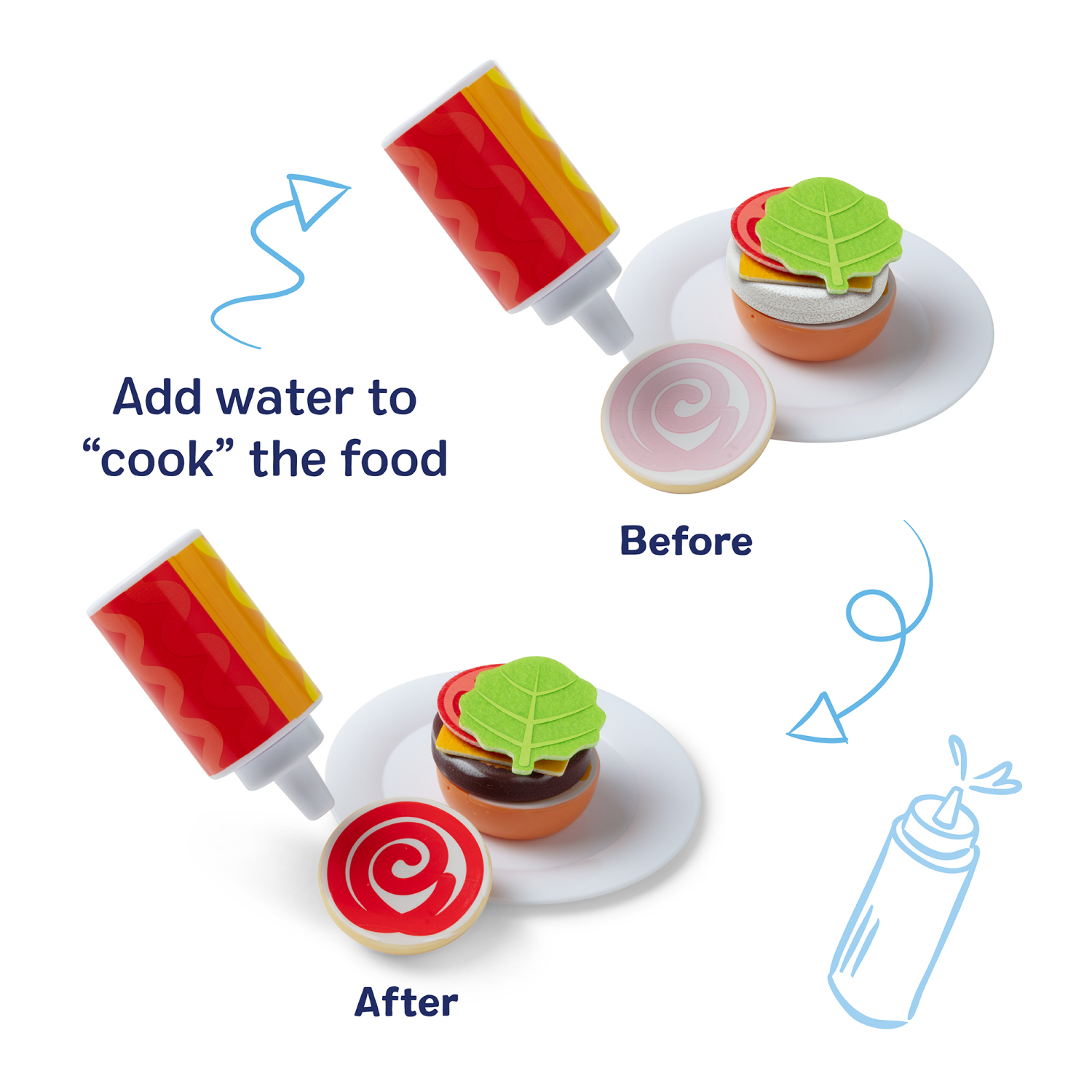 slide 5 of 8, Melissa & Doug Flip & Fry Grill Play Set With Water Wow!® Color Changing Play Food Preschool Toy Ages 3+, 1 ct