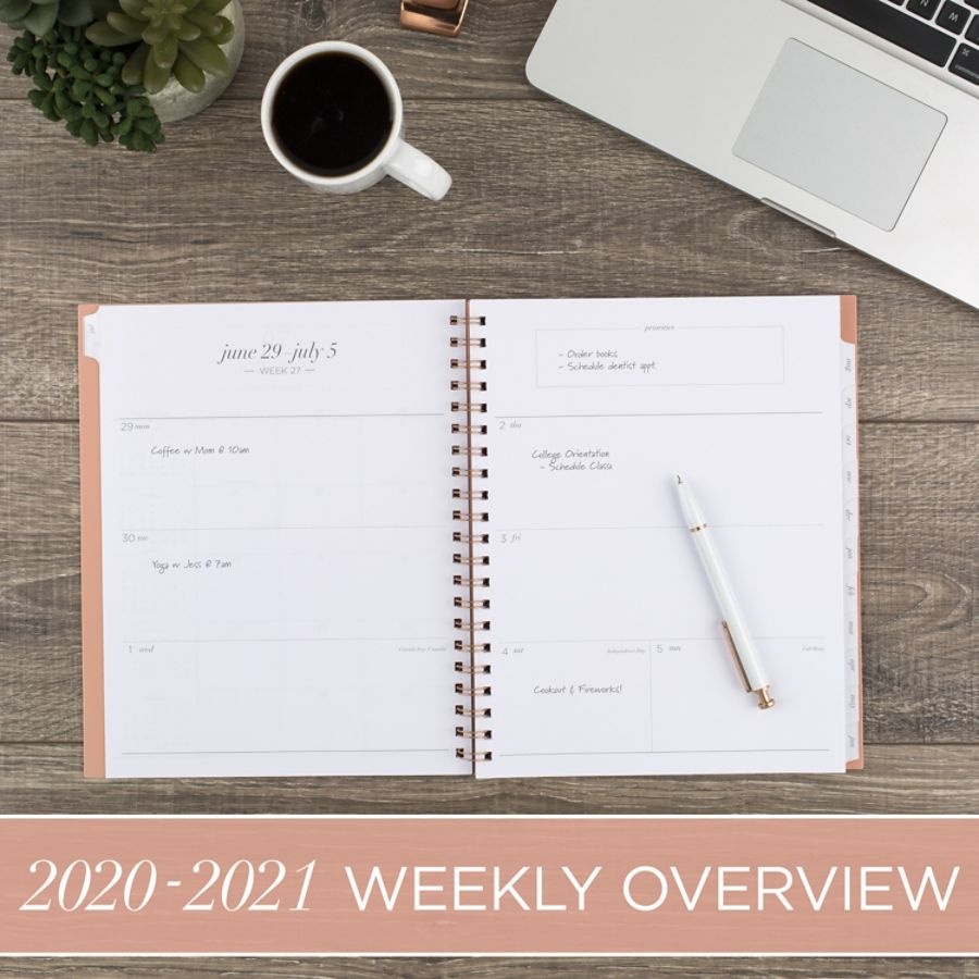 slide 2 of 5, Cambridge Workstyle Academic Weekly/Monthly Planner, 8-1/2'' X 11'', Coral/Rose Gold, July 2020 To June 2021, 1442-905A-34, 1 ct