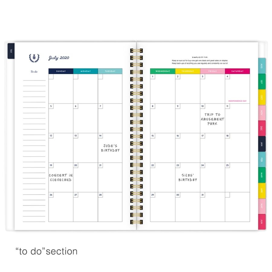 slide 4 of 5, At-A-Glance Emily Ley Simplified Academic Weekly/Monthly Planner, 5-1/2'' X 8-1/2'', 12 Months, July 2020 To June 2021, El405-200A, 1 ct