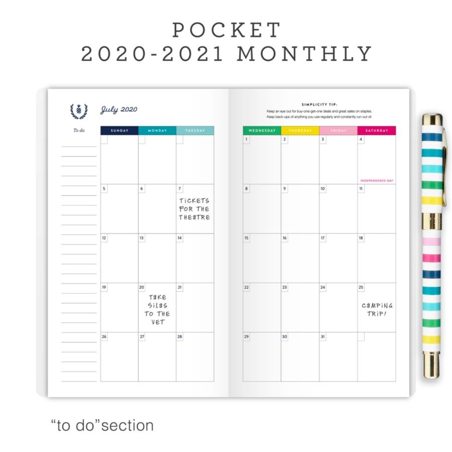 slide 4 of 4, At-A-Glance Emily Ley Simplified Happy Stripe Academic 24-Month Planner, 3-1/2'' X 6'', Multicolor, July 2020 To June 2022, El400-021A, 1 ct