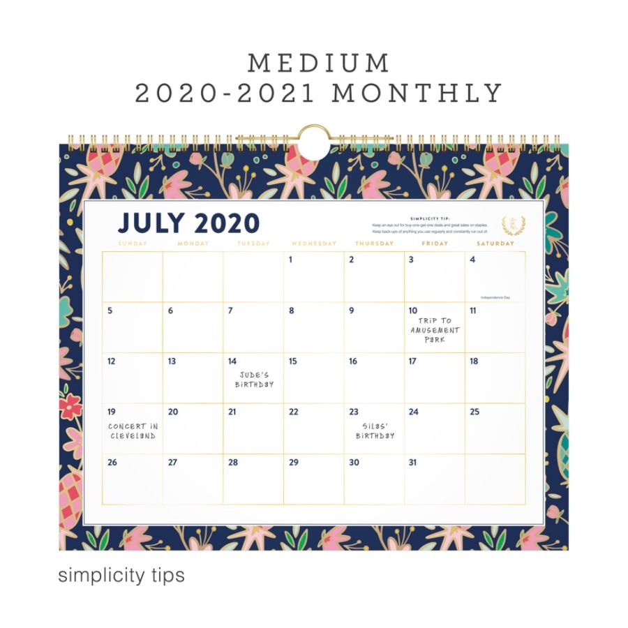 slide 2 of 2, Emily Ley Simplified Academic Monthly Wall Calendar, 15'' X 12'', Multicolor Pineapples, July 2020 To June 2021, El401-707A, 1 ct