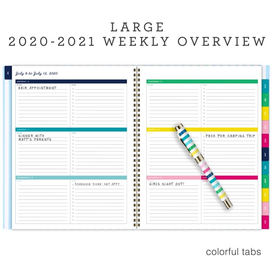 slide 2 of 5, At-A-Glance Emily Ley Simplified Academic Weekly/Monthly Planner, 8-1/2'' X 11'', Blue Stripe, July 2020 To June 2021, El401-901A, 1 ct