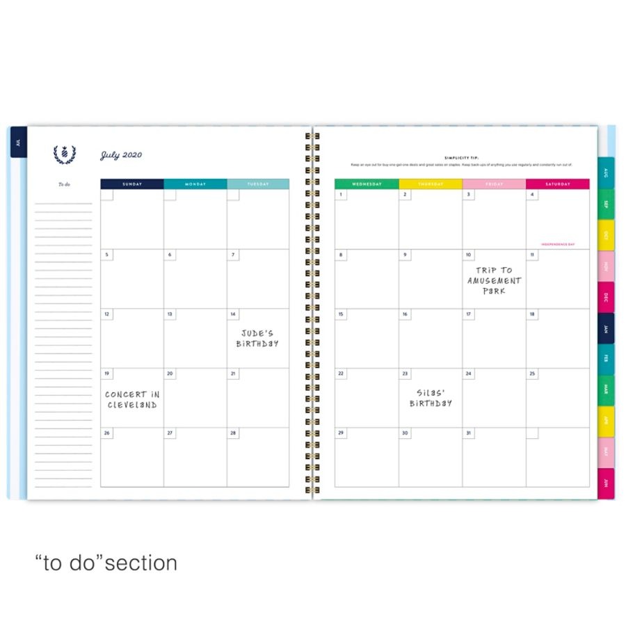 slide 4 of 5, At-A-Glance Emily Ley Simplified Academic Weekly/Monthly Planner, 8-1/2'' X 11'', Blue Stripe, July 2020 To June 2021, El401-901A, 1 ct