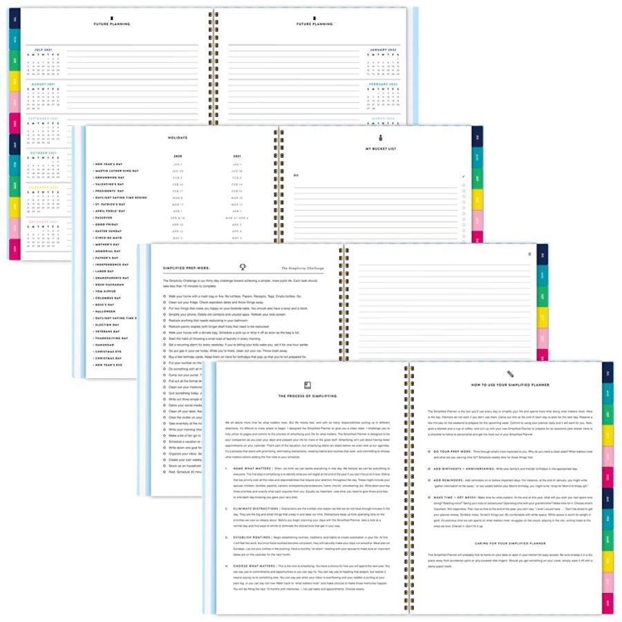 slide 5 of 5, At-A-Glance Emily Ley Simplified Academic Weekly/Monthly Planner, 8-1/2'' X 11'', Blue Stripe, July 2020 To June 2021, El401-901A, 1 ct