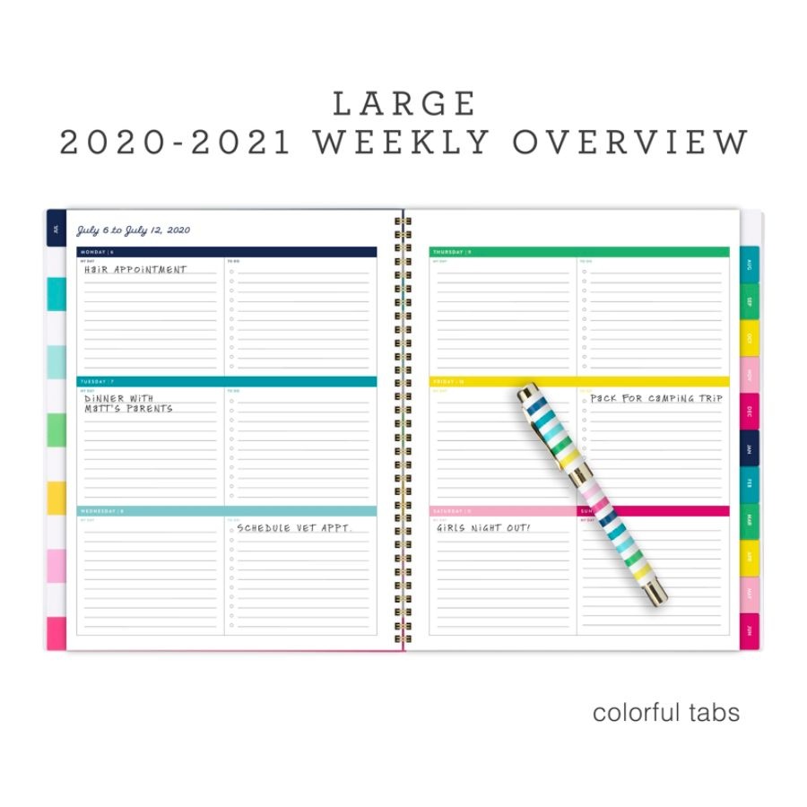 slide 5 of 5, At-A-Glance Emily Ley Simplified Academic Weekly/Monthly Planner, 8-1/2'' X 11'', Happy Stripe, July 2020 To June 2021, El400-901A, 1 ct