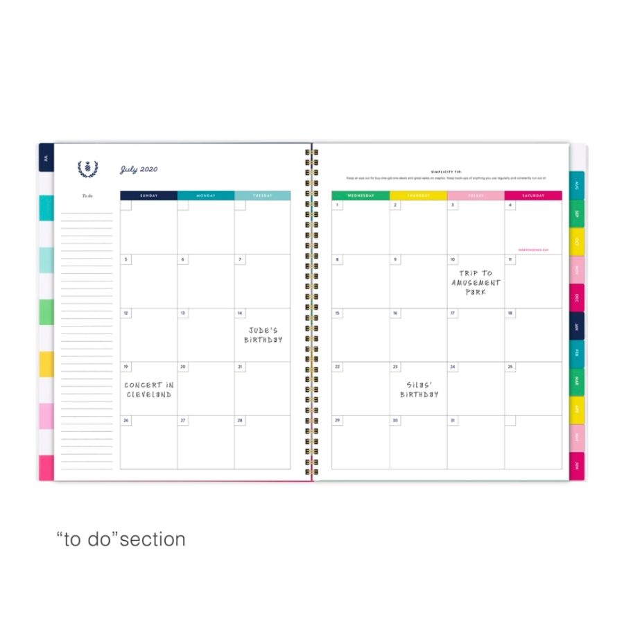 slide 4 of 5, At-A-Glance Emily Ley Simplified Academic Weekly/Monthly Planner, 8-1/2'' X 11'', Happy Stripe, July 2020 To June 2021, El400-901A, 1 ct