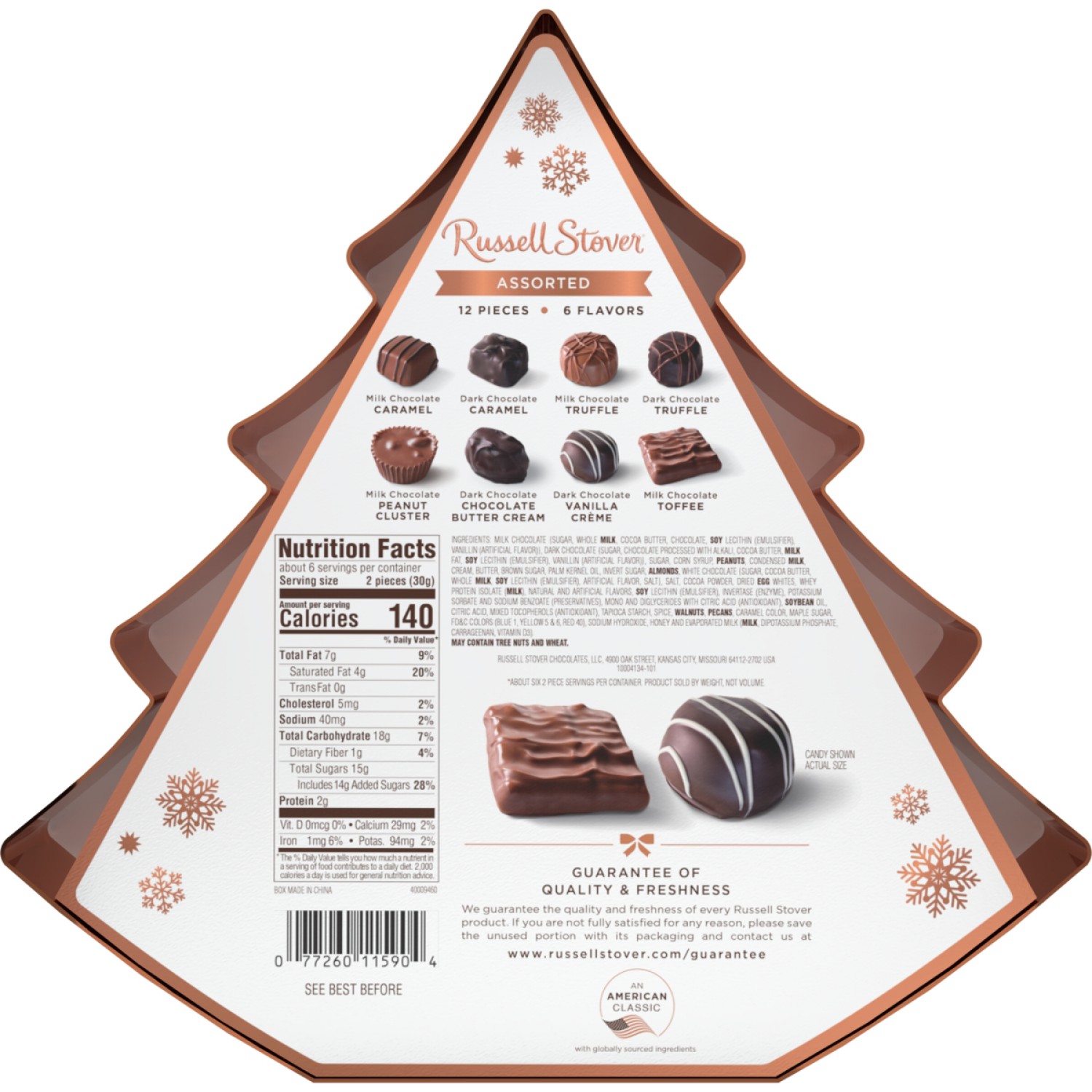slide 2 of 7, RUSSELL STOVER Christmas Assorted Milk & Dark Chocolate Candy Tree-Shaped Gift Box, 6.3 oz., 6.3 oz