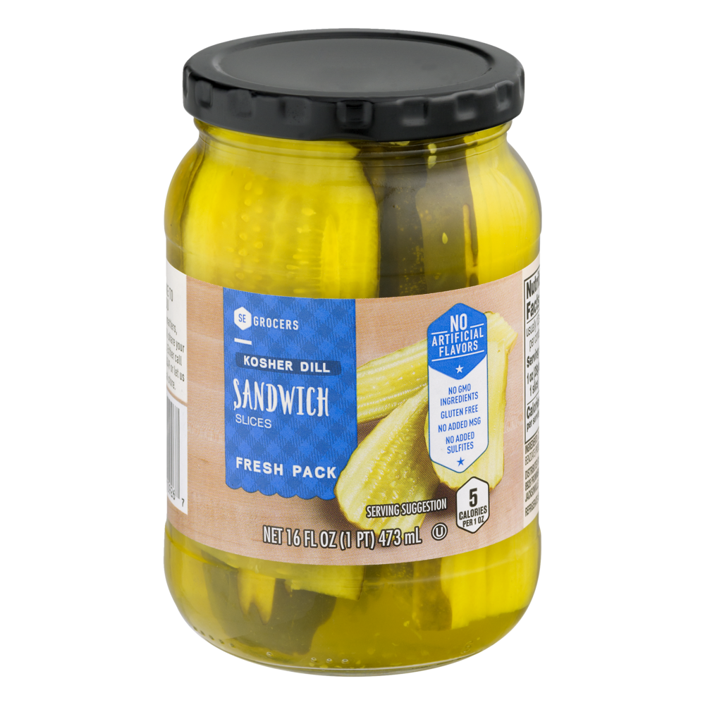 slide 1 of 1, SE Grocers Sandwich Slices Fresh Pack Kosher Dill - 16 oz, 16 oz