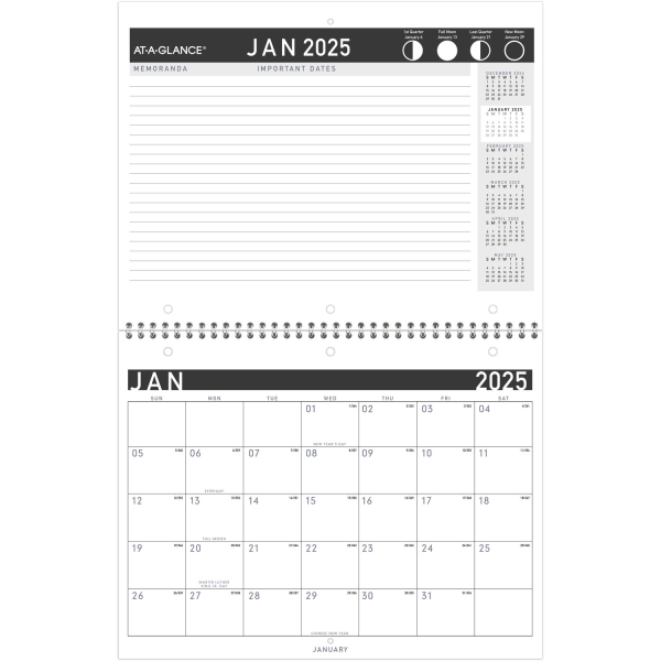 slide 2 of 2, 2025 At-A-Glance Contemporary Monthly Wall Calendar, 11"" X 8-1/2"", January To December, Pm170X28, 1 ct