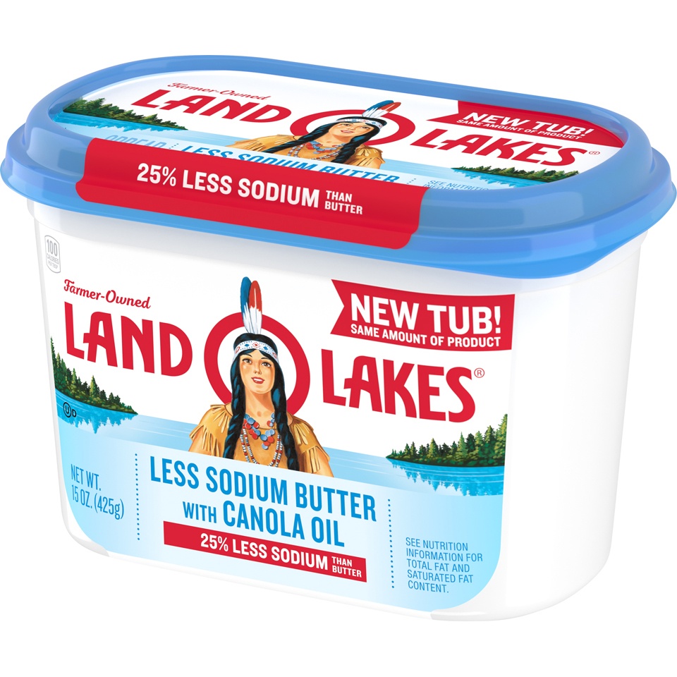 slide 7 of 8, Land O'Lakes Less Sodium Butter With Canola Oil, 15 oz