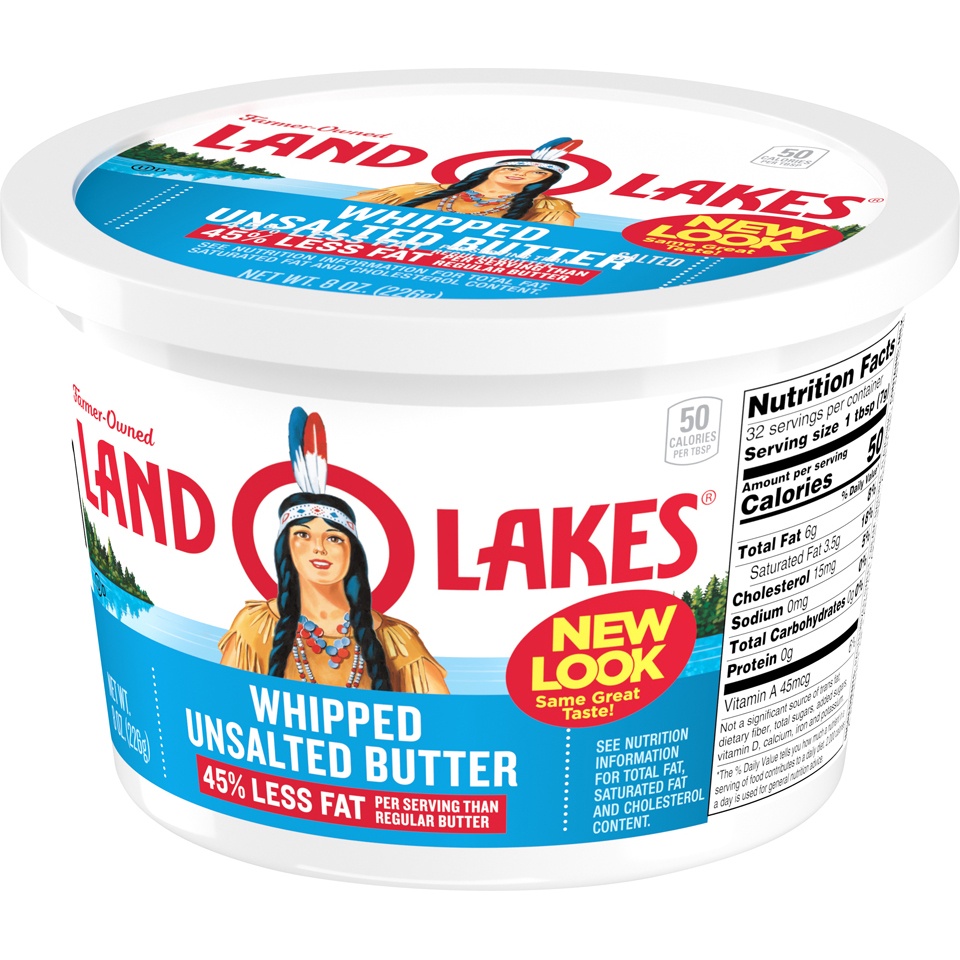 slide 3 of 8, Land O'Lakes Unsalted Whipped Butter, 8 oz