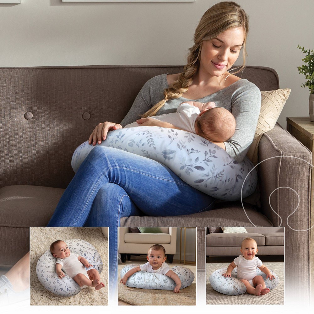 slide 2 of 6, Boppy Original Feeding and Infant Support Pillow - Gray Taupe Leaves, 1 ct