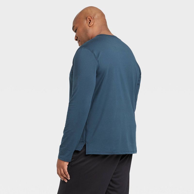 slide 2 of 10, Men's Long Sleeve Performance T-Shirt - All In Motion™ Navy S: Recycled Polyester, Spandex, Moisture Wicking, Quick Drying, 1 ct