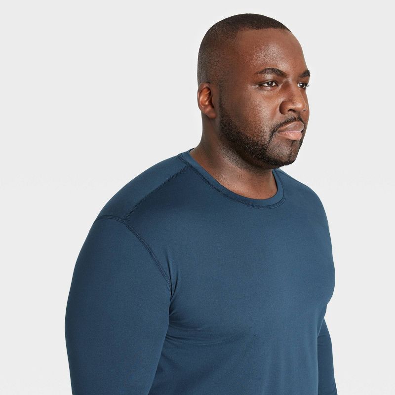 slide 5 of 10, Men's Long Sleeve Performance T-Shirt - All In Motion™ Navy S: Recycled Polyester, Spandex, Moisture Wicking, Quick Drying, 1 ct