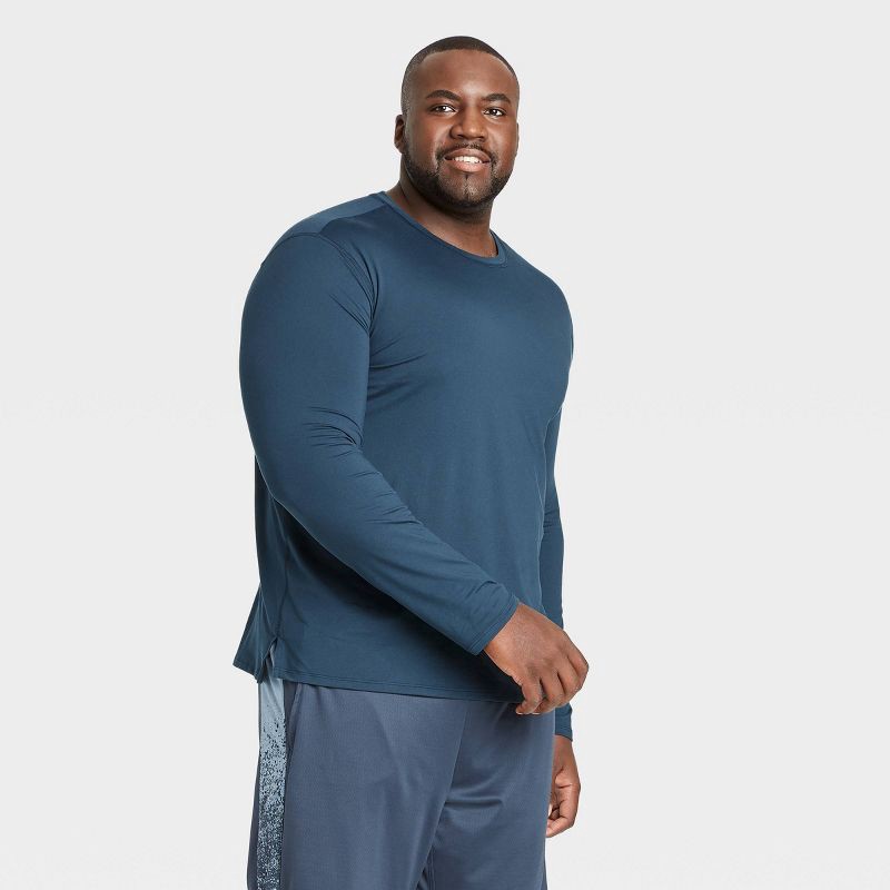 slide 3 of 10, Men's Long Sleeve Performance T-Shirt - All In Motion™ Navy M: Moisture Wicking, Quick Dry, Jersey, 1 ct