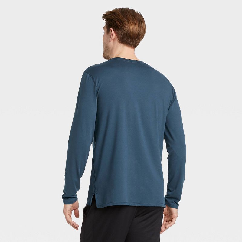 slide 10 of 10, Men's Long Sleeve Performance T-Shirt - All In Motion™ Navy L: Moisture Wicking, Quick Dry, Jersey, 1 ct