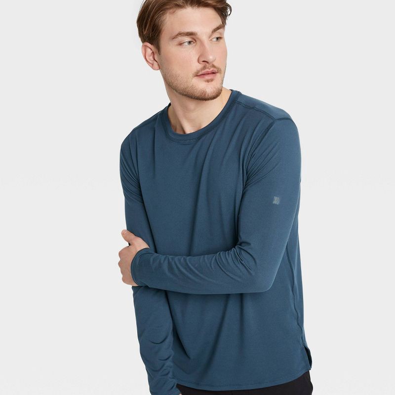 slide 7 of 10, Men's Long Sleeve Performance T-Shirt - All In Motion™ Navy XL: Recycled Polyester, Spandex, Moisture Wicking, Quick Drying, 1 ct