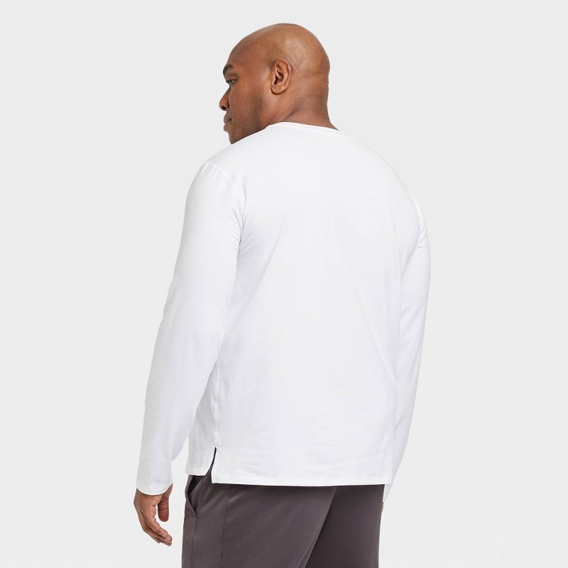 slide 2 of 6, Men's Long Sleeve Performance T-Shirt - All In Motion™ True White M: Recycled Polyester, Quick Drying, 1 ct
